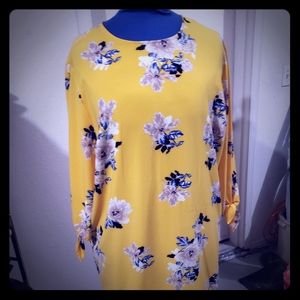 Yellow floral midi dress